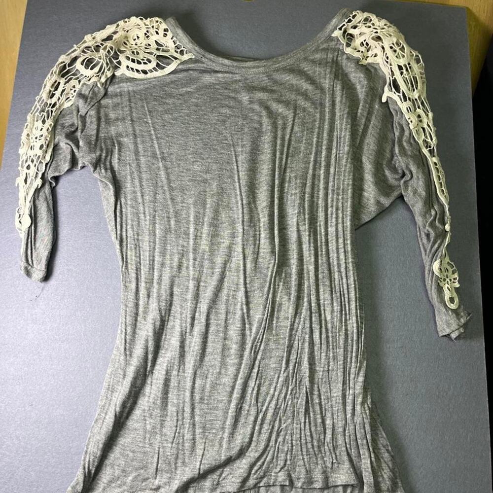 Gray rayon spandex blouse